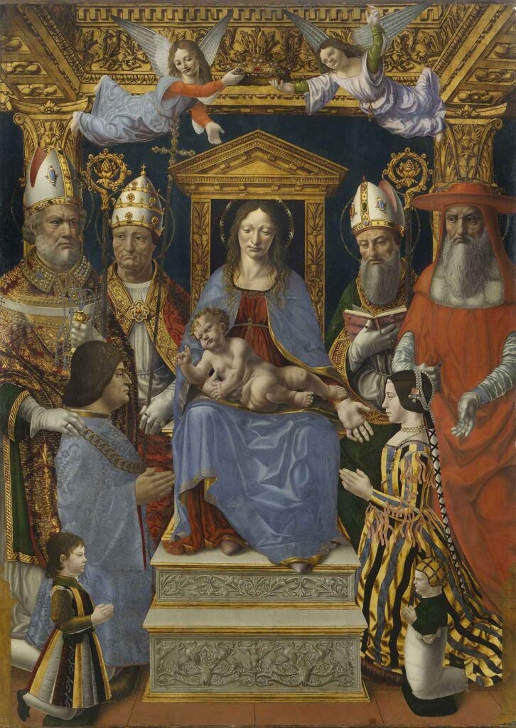 Madonna in trono con il Bambino, Dottori della Chiesa e la famiglia di Ludovico il Moro (“Pala Sforzesca”)