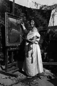 Antonietta Raphaël paints on the terrace of her home-cum-studio in Via Cavour, Rome, 1929